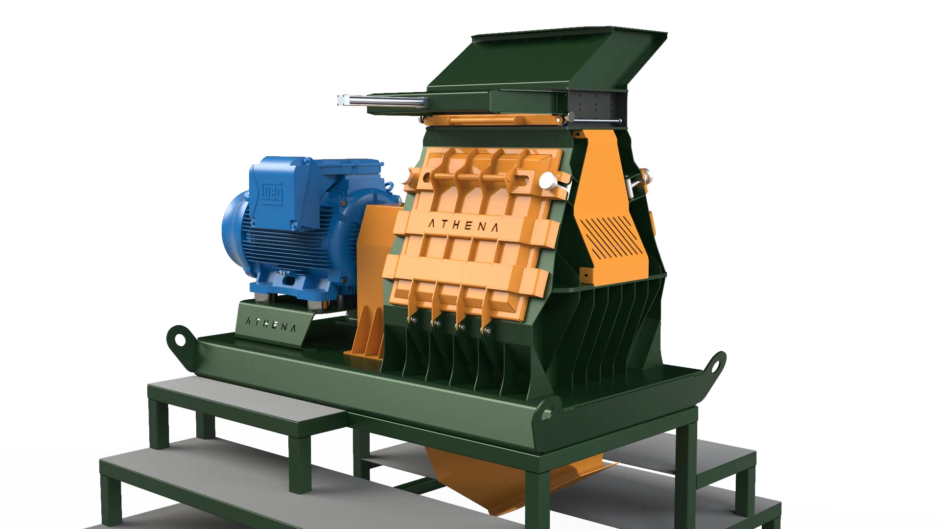Moinho Athena Stein Linha A — render R02, vista frontal com motor WEG