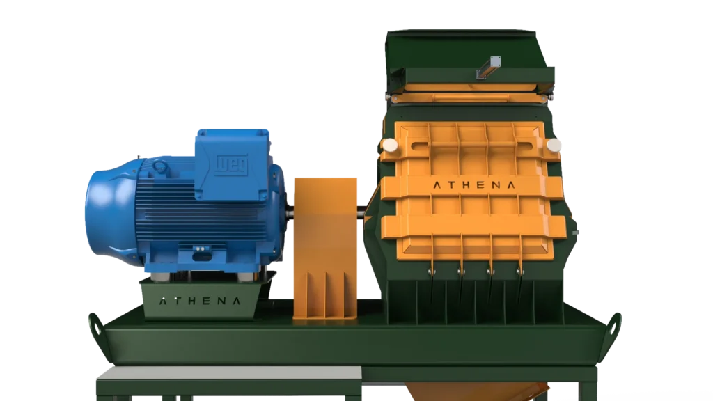Moinho Athena Stein Linha A — render R03, vista lateral do conjunto motor
